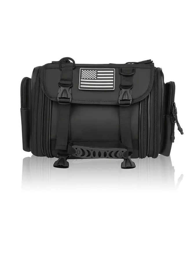 Large Capacity Motorcycle Tail Bag Adjustable Strap Durable Oxford Cloth Saddlebag Black - Image 5